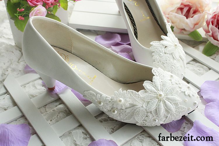 Blau Weiße Pumps Flache Hochzeit Schuhe Schnürschuhe Weiß Damen Prinzessin