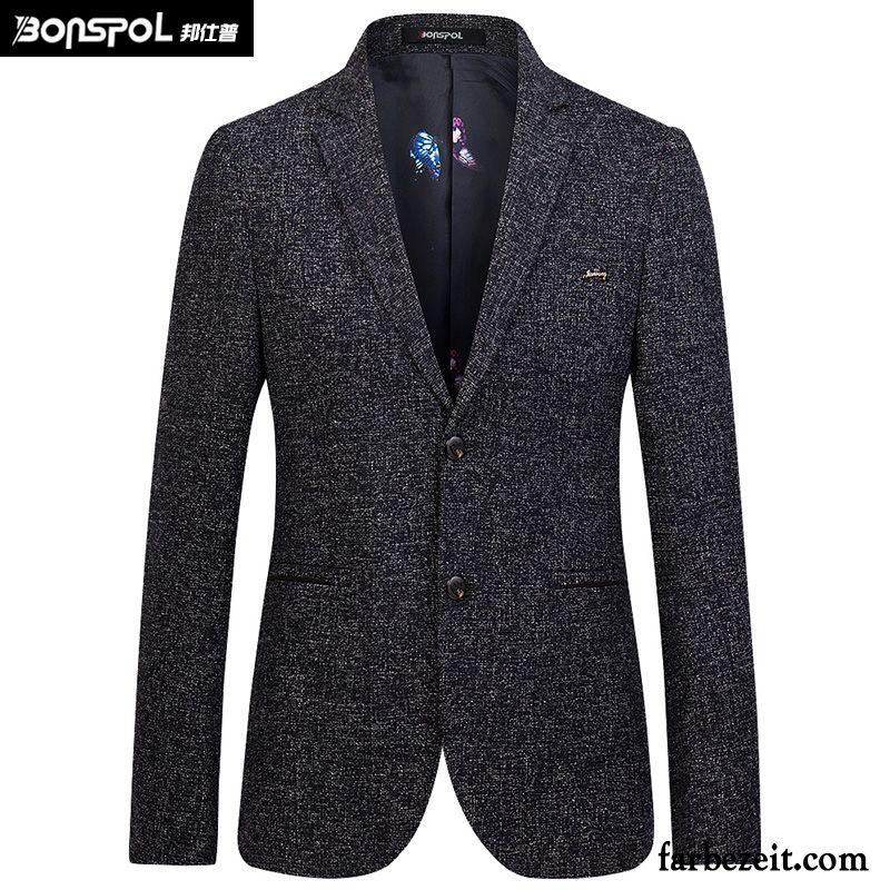 Blazer Dunkelblau Herren Jugend Anzüg Herbst Freizeit Kleiner Stil Anzugjacke Trend Wolle Schlank Verkaufen