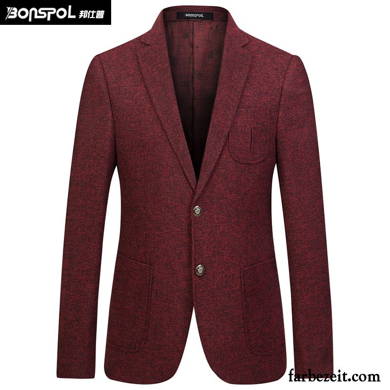 Blazer Dunkelblau Herren Jugend Anzüg Herbst Freizeit Kleiner Stil Anzugjacke Trend Wolle Schlank Verkaufen