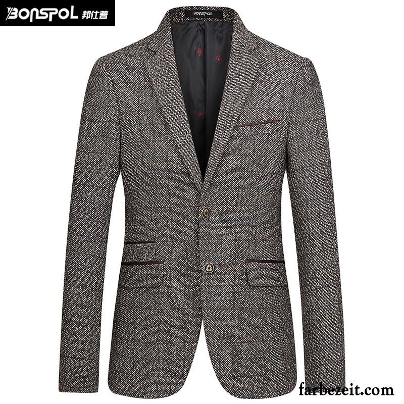 Blazer Dunkelblau Herren Jugend Anzüg Herbst Freizeit Kleiner Stil Anzugjacke Trend Wolle Schlank Verkaufen