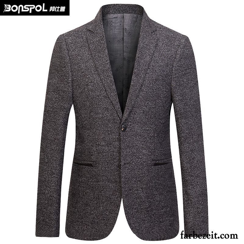 Blazer Dunkelblau Herren Jugend Anzüg Herbst Freizeit Kleiner Stil Anzugjacke Trend Wolle Schlank Verkaufen