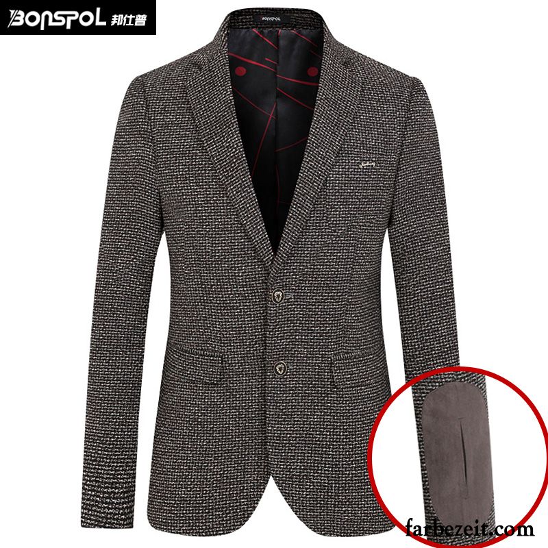 Blazer Dunkelblau Herren Jugend Anzüg Herbst Freizeit Kleiner Stil Anzugjacke Trend Wolle Schlank Verkaufen