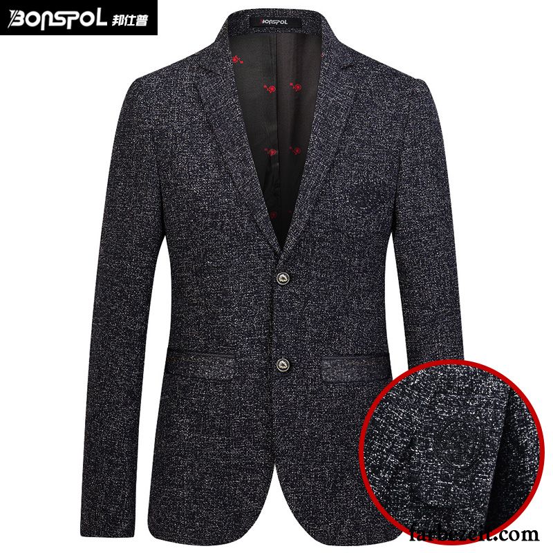 Blazer Dunkelblau Herren Jugend Anzüg Herbst Freizeit Kleiner Stil Anzugjacke Trend Wolle Schlank Verkaufen