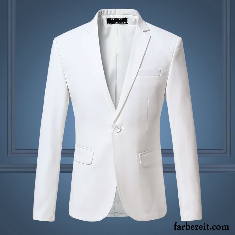 Blazer Herren Modern Blau Weiß Schlank Blazer Trend Kostüm Jugend Anzüg Mantel Freizeit Große Größe Überzieher Herbst Billig