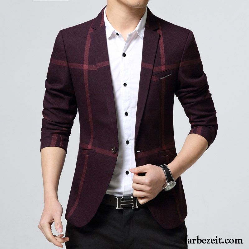 Blazer Herren Schwarz Kostüm Winter Gitter Neu Trend Herbst Überzieher England Anzüg Verdickung Schlank Jugend Freizeit Günstig