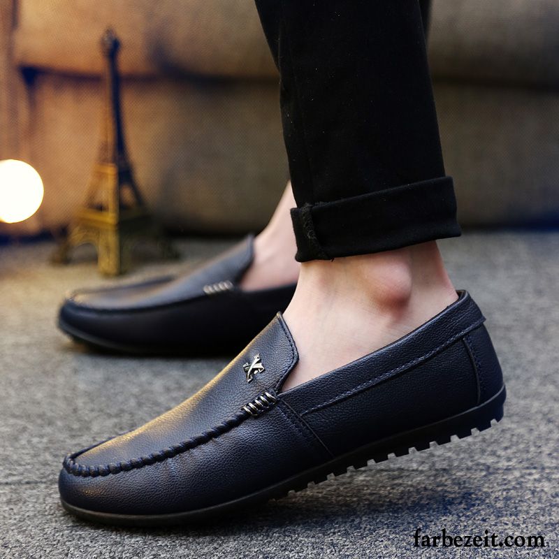 Braune Herrenschuhe Weiß Lederschue Trend Halbschuhe Faul Herbst Casual Atmungsaktiv Herren Billig