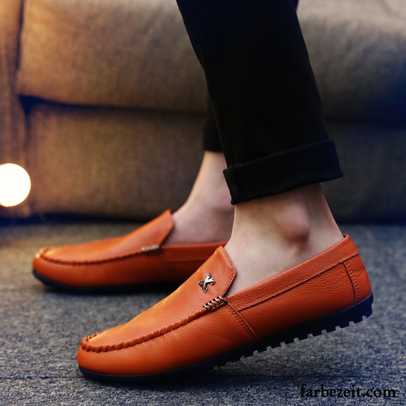 Braune Herrenschuhe Weiß Lederschue Trend Halbschuhe Faul Herbst Casual Atmungsaktiv Herren Billig