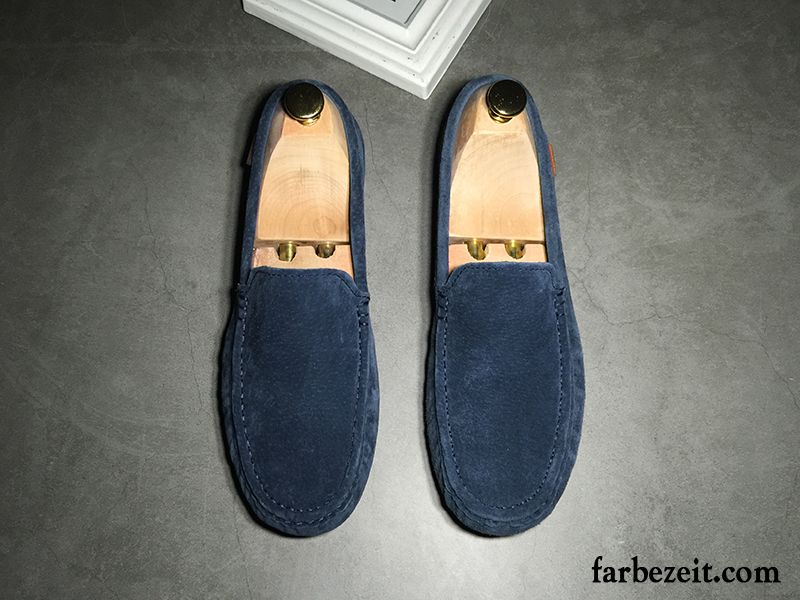 Braune Schnürschuhe Herren Faul Gefrostet Herbst England Grün Echtleder Casual Schuhe Weiche Sohle Slip-on