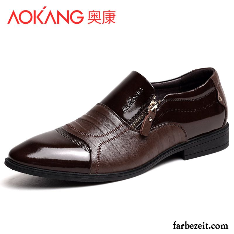 Cognac Leder Schuhe Trend England Echtleder Lederschue Geschäft Casual Feder Mode Schuhe Lackleder Herren Billig