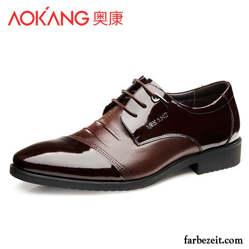 Cognac Leder Schuhe Trend England Echtleder Lederschue Geschäft Casual Feder Mode Schuhe Lackleder Herren Billig