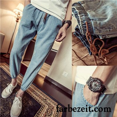 Coole Herren Jeans Schüler Harlan Große Größe Hell Herbst Löcher Blau Dünn Trend Jeans Sommer Persönlichkeit Elastisch Kaufen