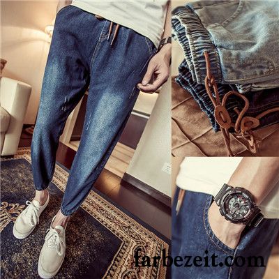 Coole Herren Jeans Schüler Harlan Große Größe Hell Herbst Löcher Blau Dünn Trend Jeans Sommer Persönlichkeit Elastisch Kaufen