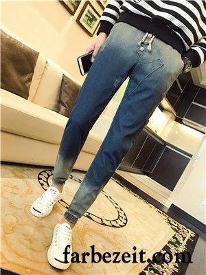 Coole Herren Jeans Schüler Harlan Große Größe Hell Herbst Löcher Blau Dünn Trend Jeans Sommer Persönlichkeit Elastisch Kaufen