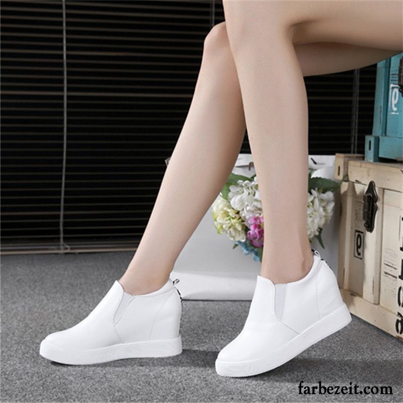 Damen Schnürschuhe Leder Erhöht Keilschuhe Dicke Sohle Feder Mode Trend Schnürschuhe Neue Halbschuhe Casual