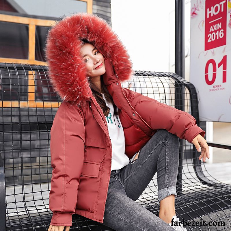 Daunenjacke Orange Damen Rote Daunenjacke Schüler Baumwollgepolsterte Baumwolle Kurzer Absatz Winter Langer Abschnitt Neu Kaufen