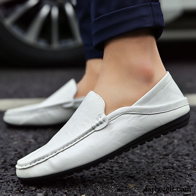 Elegant Herren Feder Weiß Trend Slip-on Casual Schuhe Sommer Halbschuhe Lederschue Billig