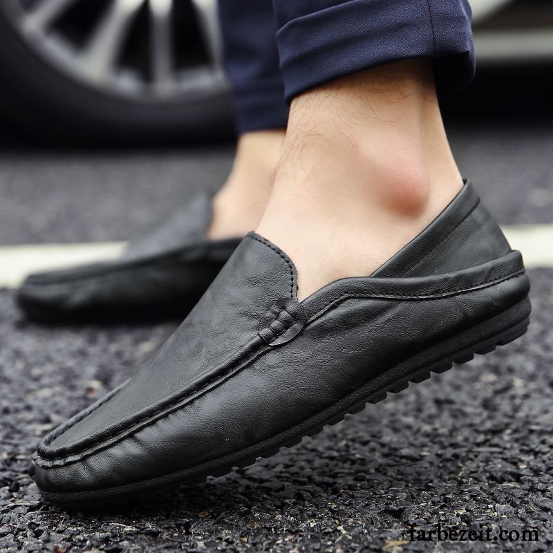 Elegant Herren Feder Weiß Trend Slip-on Casual Schuhe Sommer Halbschuhe Lederschue Billig