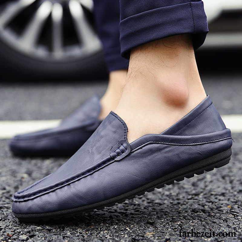 Elegant Herren Feder Weiß Trend Slip-on Casual Schuhe Sommer Halbschuhe Lederschue Billig