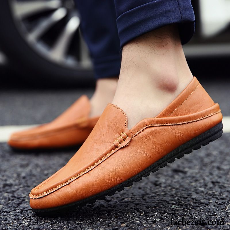 Elegant Herren Feder Weiß Trend Slip-on Casual Schuhe Sommer Halbschuhe Lederschue Billig