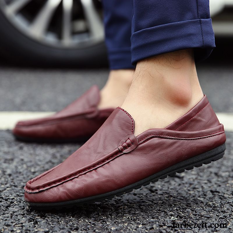 Elegant Herren Feder Weiß Trend Slip-on Casual Schuhe Sommer Halbschuhe Lederschue Billig