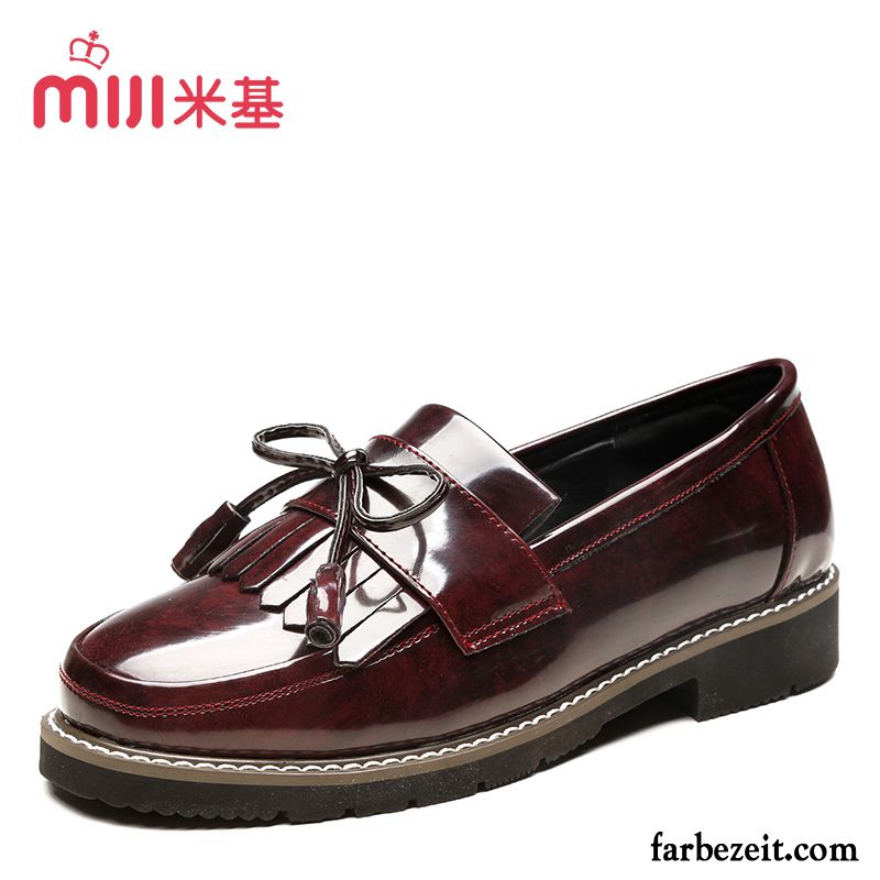 Gefütterte Halbschuhe Damen Quaste Hochschule Wind Oxford England Lederschuhe Schnürschuhe Flache Retro Halbschuhe Kaufen