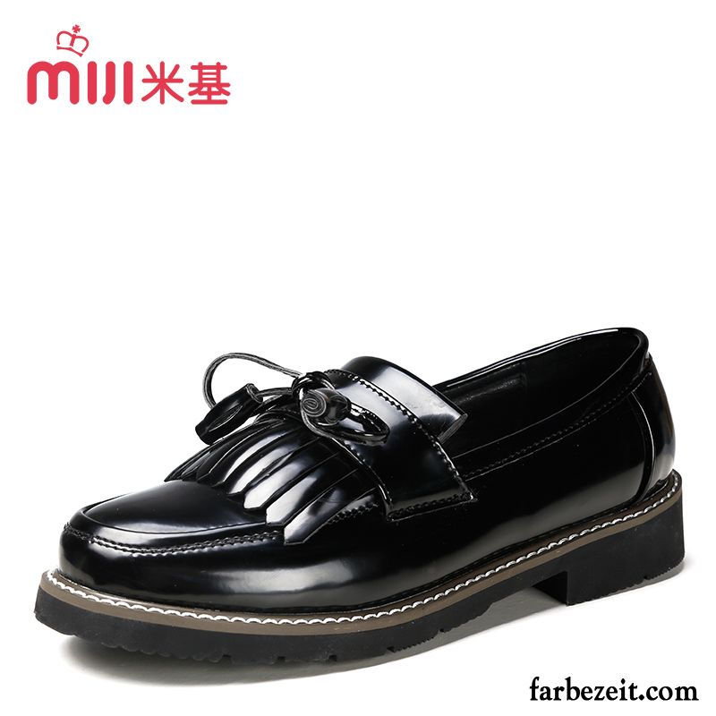 Gefütterte Halbschuhe Damen Quaste Hochschule Wind Oxford England Lederschuhe Schnürschuhe Flache Retro Halbschuhe Kaufen