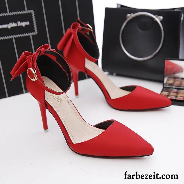 Graue Schuhe Pumps Dünne Fersen Hochzeit Schuhe Sexy Damen Pumps Schnürschuhe Bogen Spitze Sandalen Rot Neue Günstig