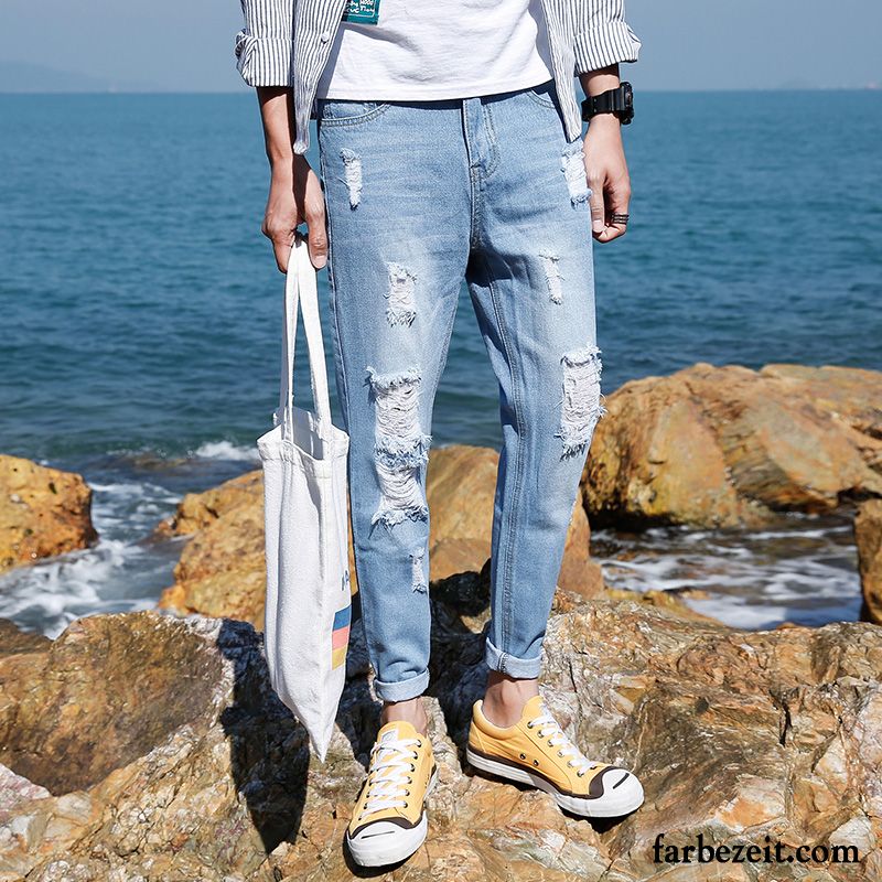 Günstige Jeans Herren Sommer Gerade Blau Hell Trend Jeans Lose Hose Harlan Günstig