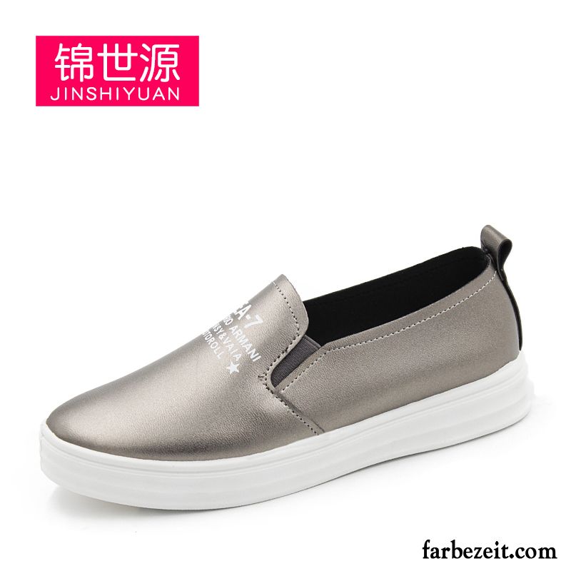 Halbschuhe Damen Blau Sommer Feder Slip-on Faul Weiß Casual Flache Schnürschuhe Halbschuhe Billig