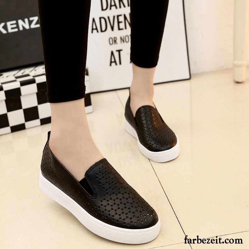 Halbschuhe Damen Sportlich Faul Casual Schuhe Trend Sommer Flache Schnürschuhe Halbschuhe Slip-on Weiß Feder Skaterschuhe