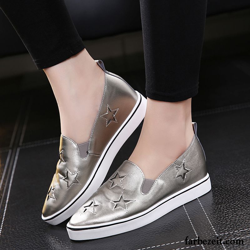 Halbschuhe Damen Weiß Spitze Casual Dicke Sohle Slip-on Schuhe Weiß Faul Halbschuhe Erhöht Flache Billig