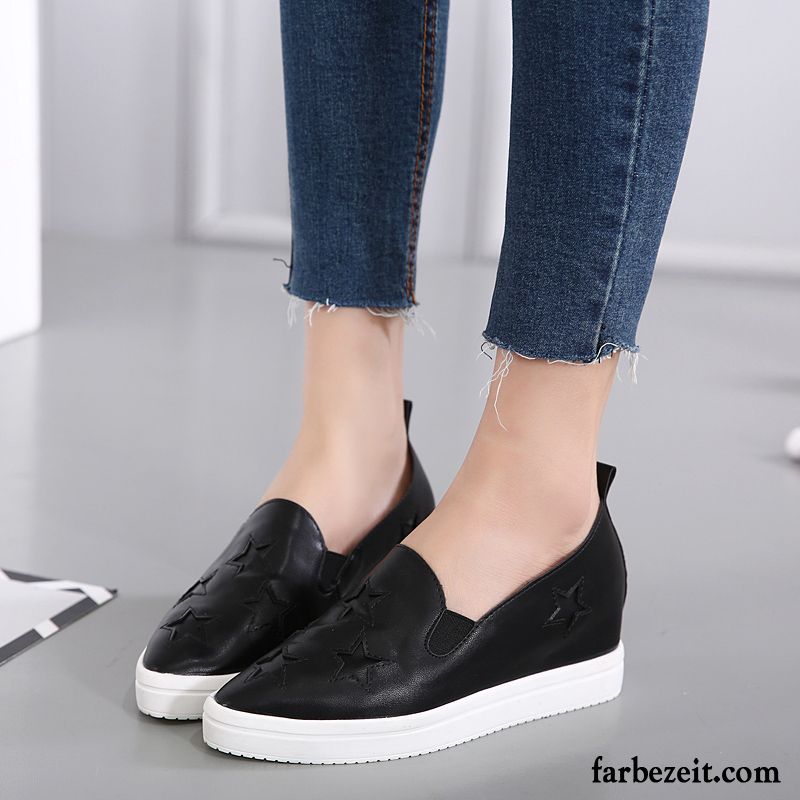 Halbschuhe Damen Weiß Spitze Casual Dicke Sohle Slip-on Schuhe Weiß Faul Halbschuhe Erhöht Flache Billig