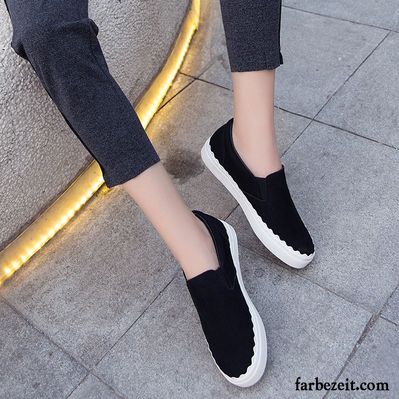 Halbschuhe Gefüttert Damen Schuhe Flache Neue Slip-on Allgleiches Schüler Skaterschuhe Casual Trend Halbschuhe Faul Feder Schnürschuhe Günstig