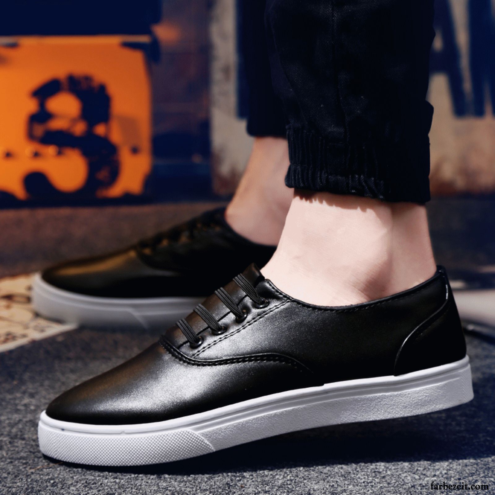 Halbschuhe Herren Leder Trend Casual Feder Halbschuhe Lederschue Sommer Faul Skaterschuhe Atmungsaktiv Sale