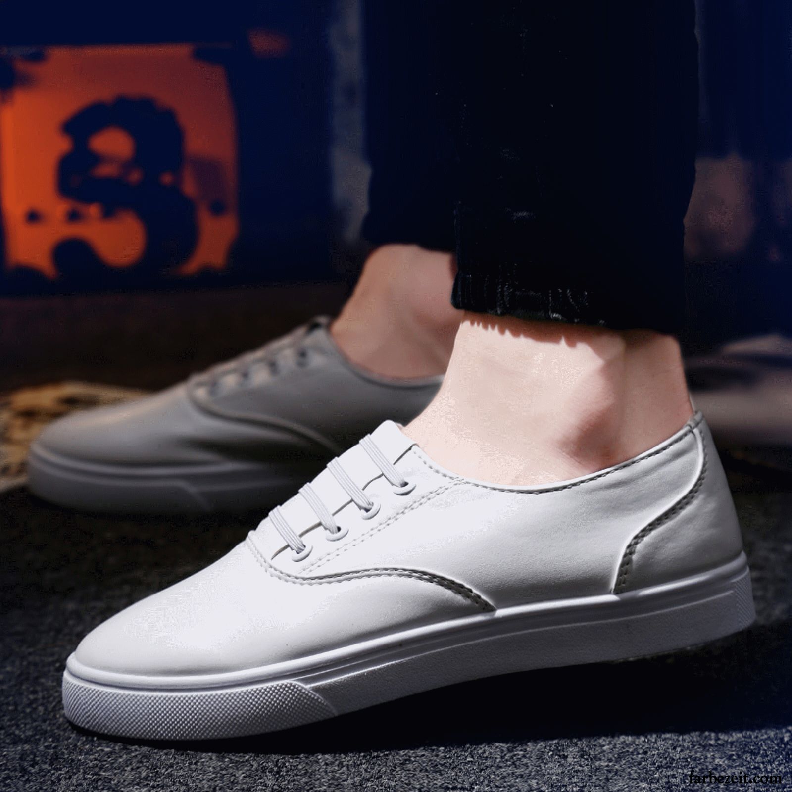 Halbschuhe Herren Leder Trend Casual Feder Halbschuhe Lederschue Sommer Faul Skaterschuhe Atmungsaktiv Sale