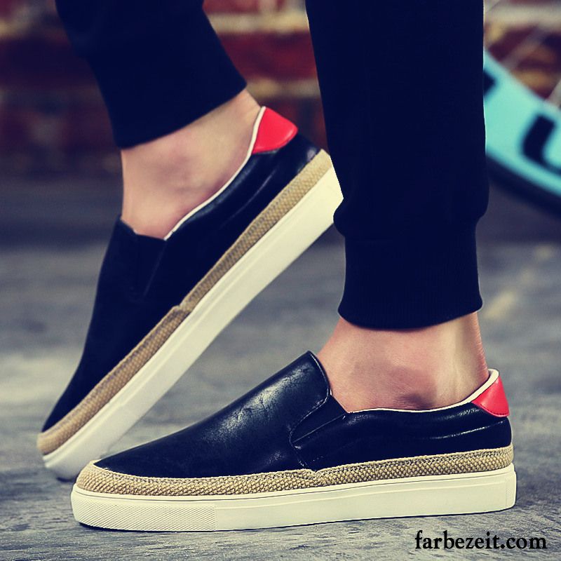 Halbschuhe Herren Schwarz Sommer Feder Lederschue Schuhe Trend Atmungsaktiv Faul Casual Halbschuhe Skaterschuhe Rabatt