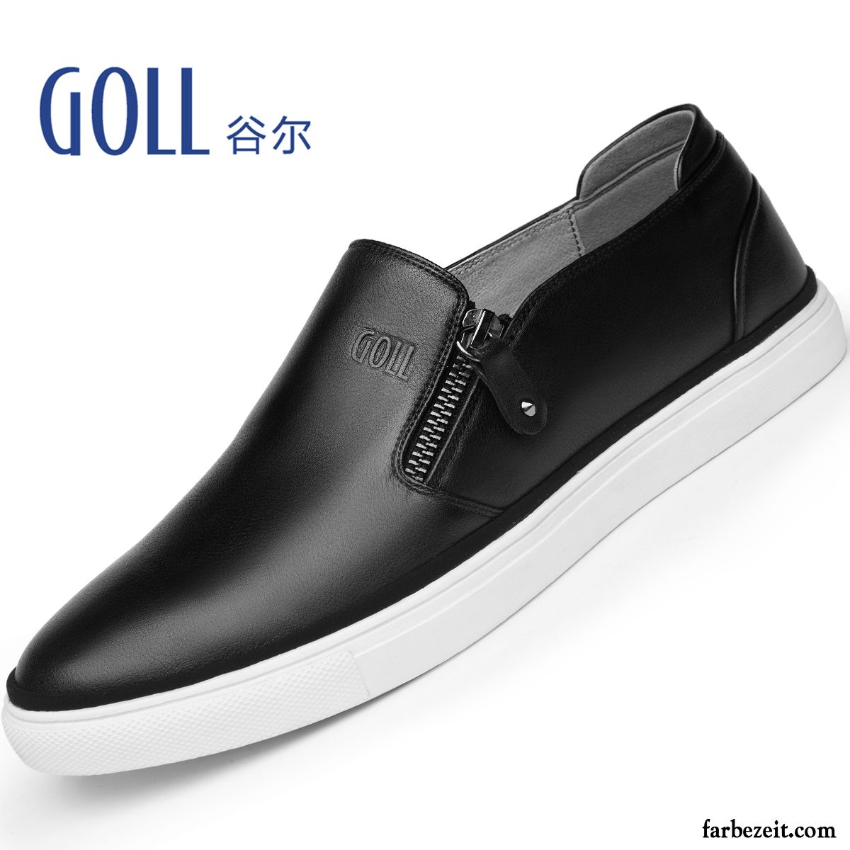 Halbschuhe Herren Slip-on Faul Schuhe Trend Echtleder Halbschuhe Weiß Lederschue Casual Billig