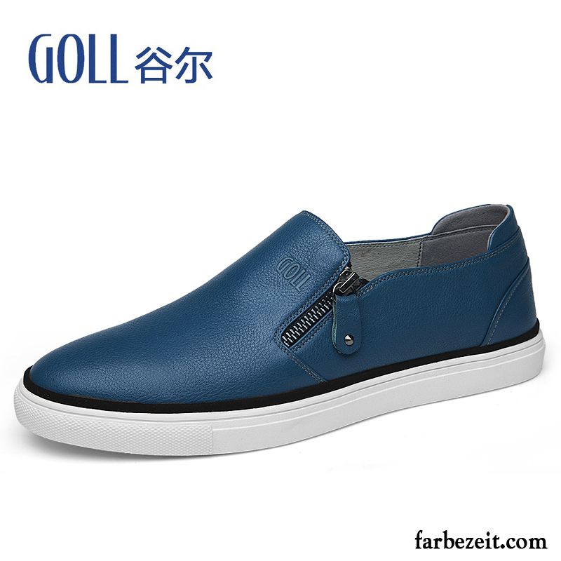 Halbschuhe Herren Slip-on Faul Schuhe Trend Echtleder Halbschuhe Weiß Lederschue Casual Billig