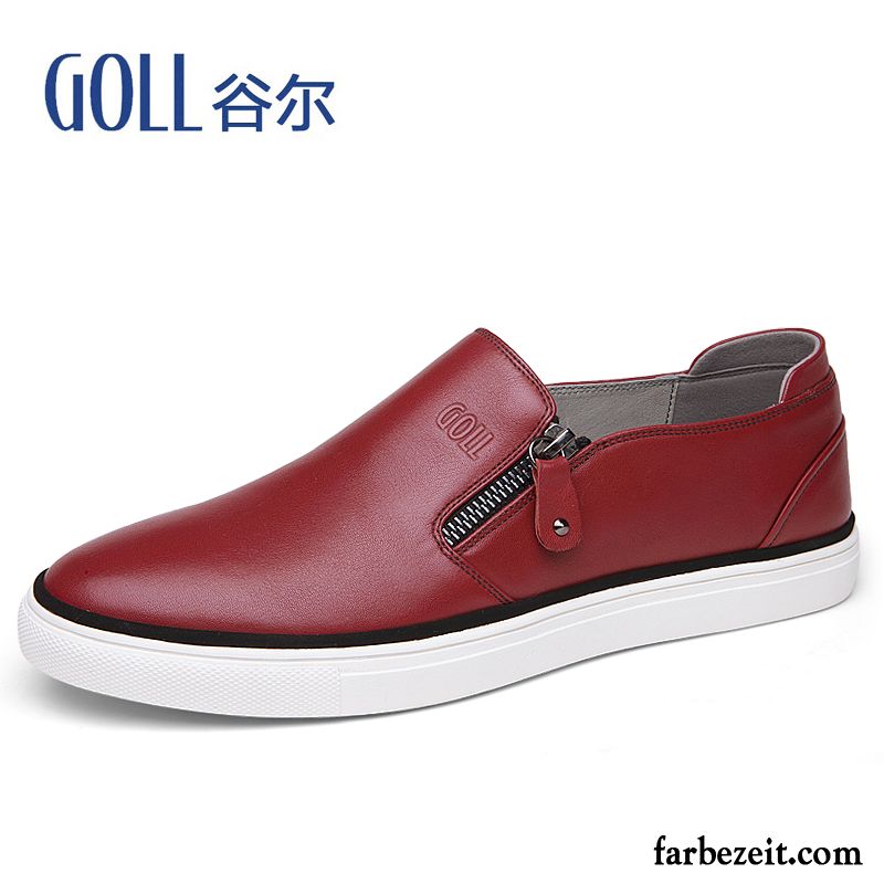 Halbschuhe Herren Slip-on Faul Schuhe Trend Echtleder Halbschuhe Weiß Lederschue Casual Billig