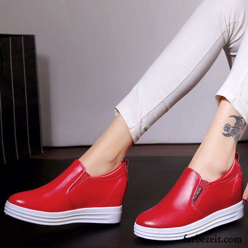 Halbschuhe Reißverschluss Faul Casual Neue Schnürschuhe Keilschuhe Dicke Sohle Halbschuhe Feder Weiß Damen Slip-on Sommer Erhöht