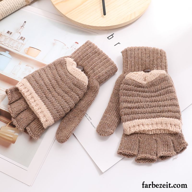 Handschuhe Damen Warm Halten Herbst Winter Student Stricken Niedlich Rosa