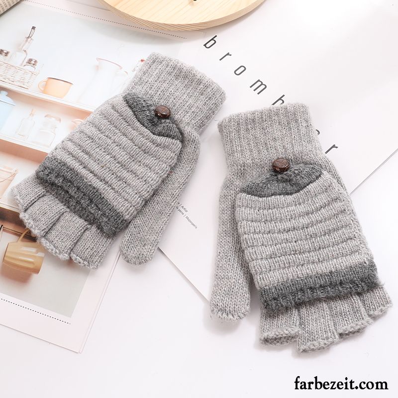 Handschuhe Damen Warm Halten Herbst Winter Student Stricken Niedlich Rosa