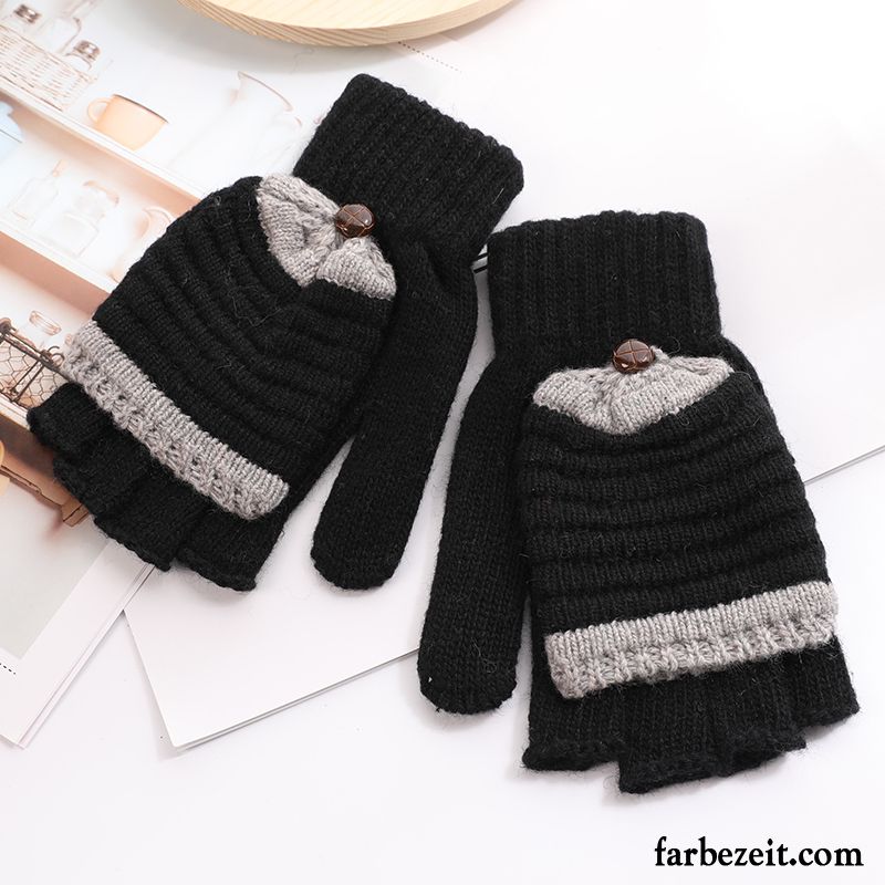 Handschuhe Damen Warm Halten Herbst Winter Student Stricken Niedlich Rosa