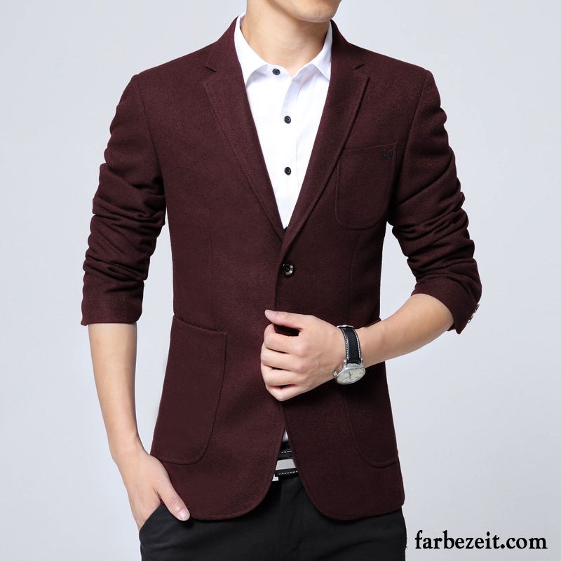 Herren Blazer Grau Überzieher England Trend Mantel Jugend Herbst Freizeit Schlank Anzüg Winter Blazer Günstig