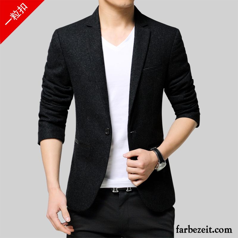 Herren Blazer Stretch Kostüm Anzüg Überzieher Freizeit Verdickung Wolle Schlank Winter Billig