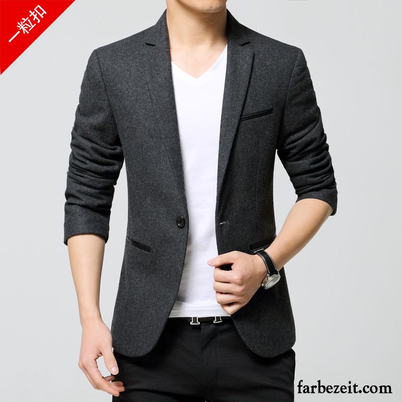 Herren Blazer Stretch Kostüm Anzüg Überzieher Freizeit Verdickung Wolle Schlank Winter Billig