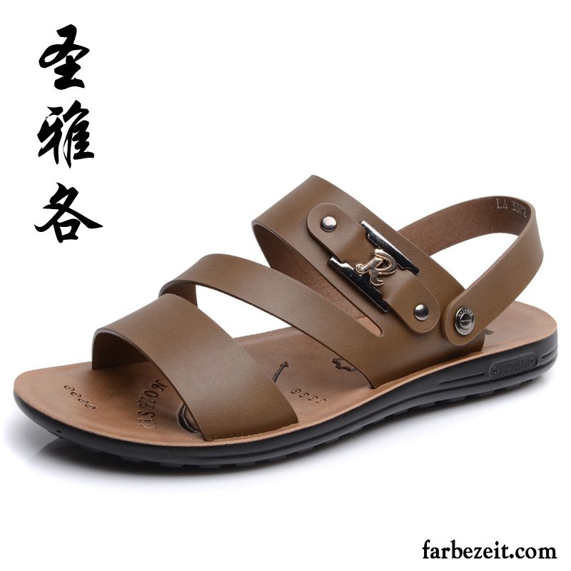 Herren Outdoor Sandalen Sandalen Hausschuhe Strand Echtleder Große Größe Casual Sommer Günstig