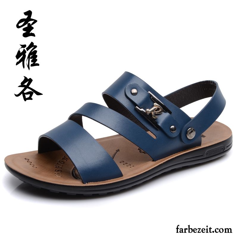 Herren Outdoor Sandalen Sandalen Hausschuhe Strand Echtleder Große Größe Casual Sommer Günstig