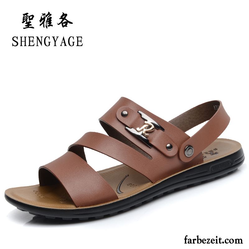 Herren Outdoor Sandalen Sandalen Hausschuhe Strand Echtleder Große Größe Casual Sommer Günstig