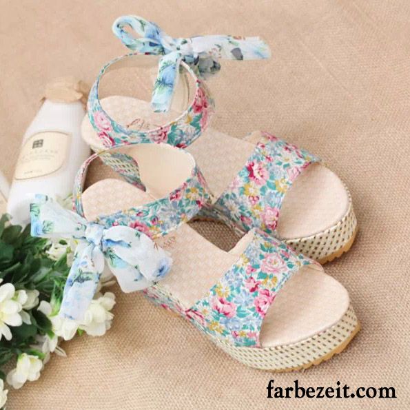 Hochfrontpumps Rot Dicke Sohle Sommer Feder Neue Sandalen Wasserdichte Plattform Schuhe Blumen Hochhackigen Damen Keilschuhe Plateauschuhe Verkaufen